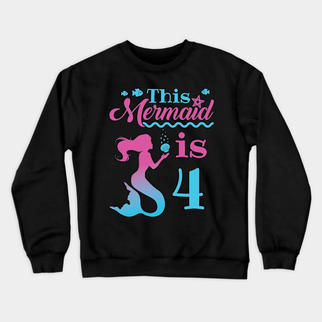 Mermaid Birthday Shirt - 4th Birthday Crewneck Sweatshirt by redbarron